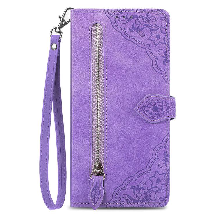 For Xiaomi 15T Pro Embossed Flower Zipper Leather Phone Case