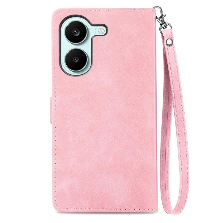 For Redmi Turbo 5 5G Embossed Flower Zipper Leather Phone Case
