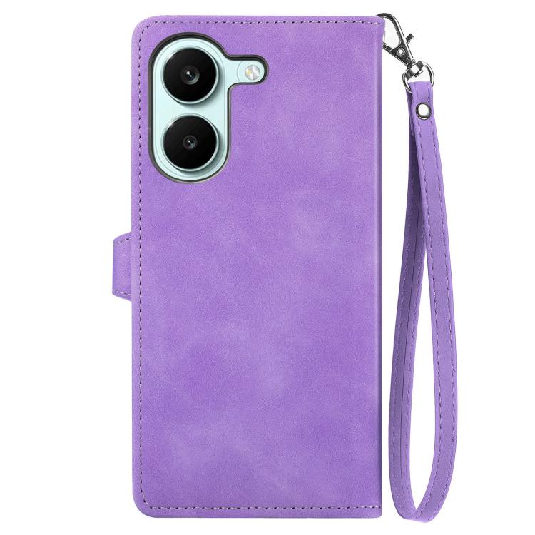 For Xiaomi Poco X8 Pro 5G Embossed Flower Zipper Leather Phone Case