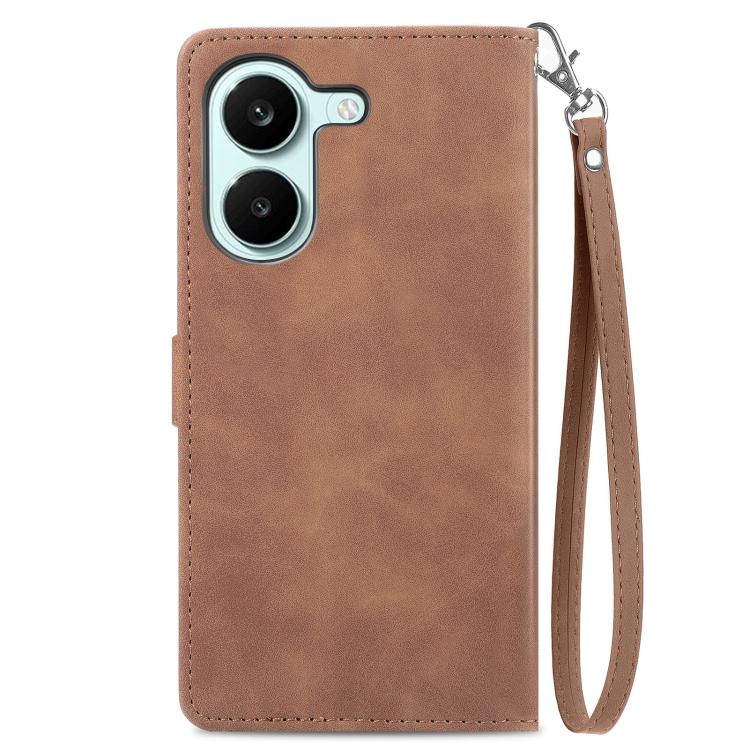 For Xiaomi Poco X8 Pro 5G Embossed Flower Zipper Leather Phone Case