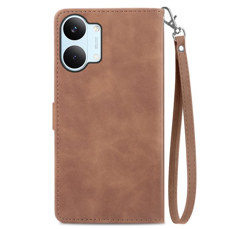 For Redmi Turbo 5 Max 5G Embossed Flower Zipper Leather Phone Case