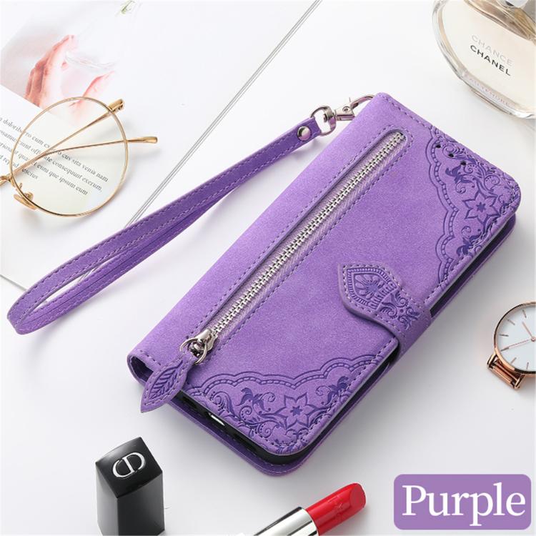 For Xiaomi Poco X8 Pro Max 5G  Embossed Flower Zipper Leather Phone Case