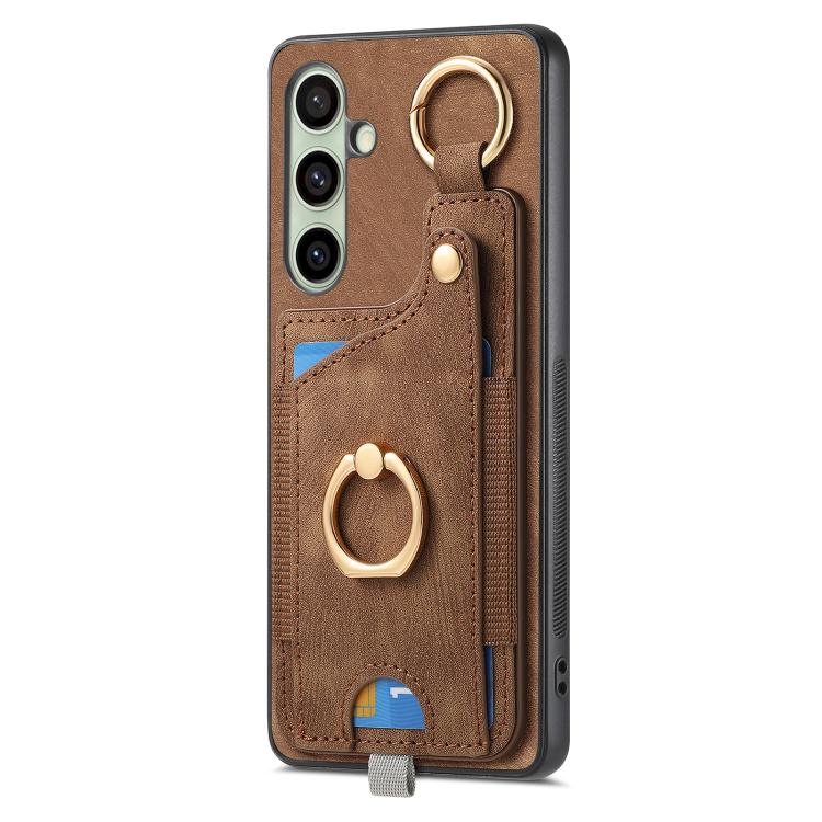 For Samsung Galaxy A36 Retro Skin-feel Ring Card Bag Phone Case with Hang Loop