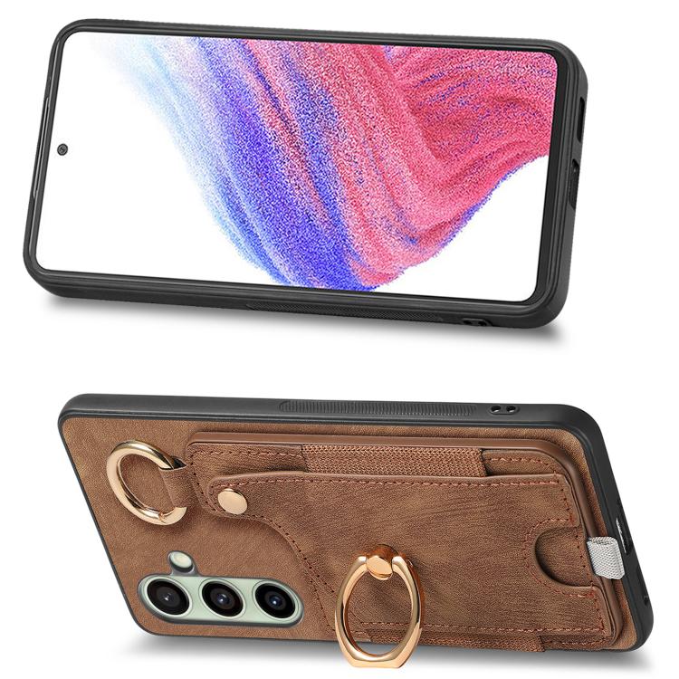 For Samsung Galaxy A36 Retro Skin-feel Ring Card Bag Phone Case with Hang Loop