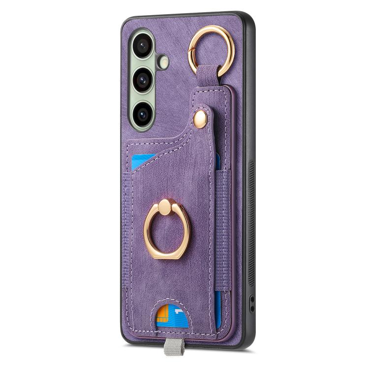 For Samsung Galaxy A36 Retro Skin-feel Ring Card Bag Phone Case with Hang Loop