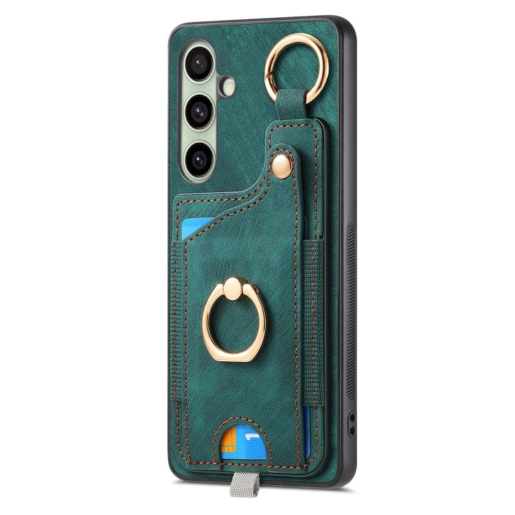 For Samsung Galaxy A36 Retro Skin-feel Ring Card Bag Phone Case with Hang Loop