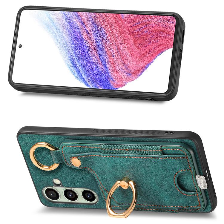 For Samsung Galaxy A36 Retro Skin-feel Ring Card Bag Phone Case with Hang Loop