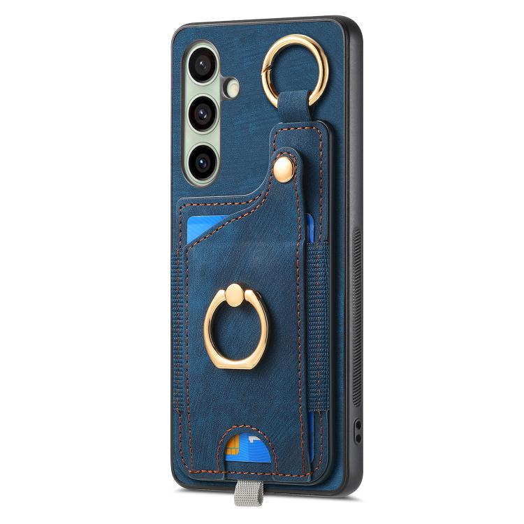 For Samsung Galaxy A36 Retro Skin-feel Ring Card Bag Phone Case with Hang Loop