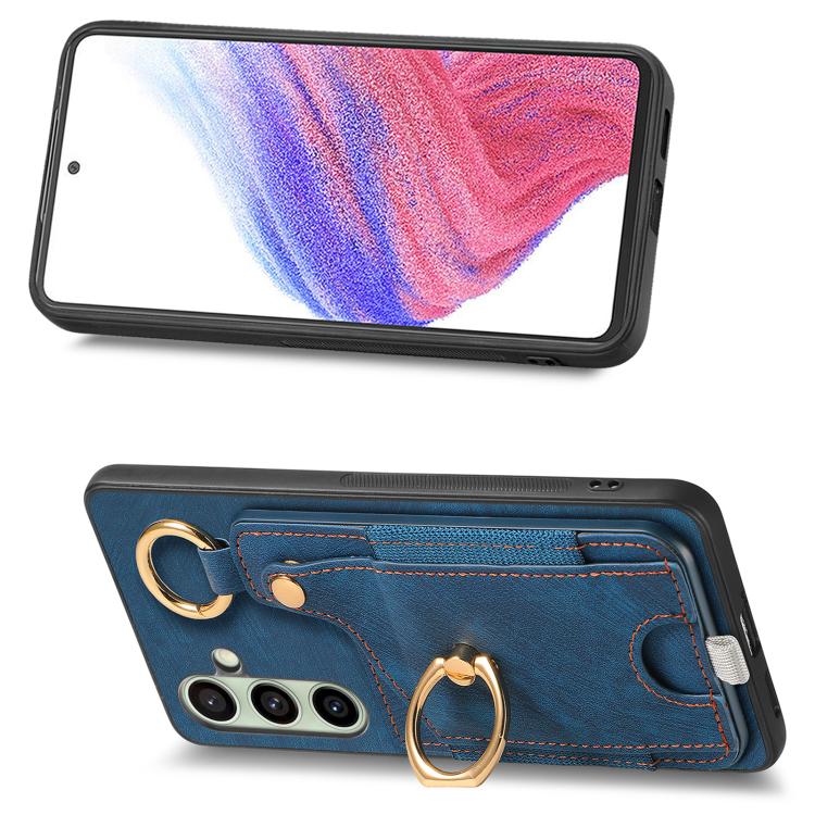 For Samsung Galaxy A36 Retro Skin-feel Ring Card Bag Phone Case with Hang Loop