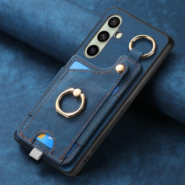 For Samsung Galaxy A36 Retro Skin-feel Ring Card Bag Phone Case with Hang Loop