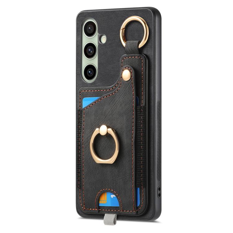 For Samsung Galaxy A36 Retro Skin-feel Ring Card Bag Phone Case with Hang Loop