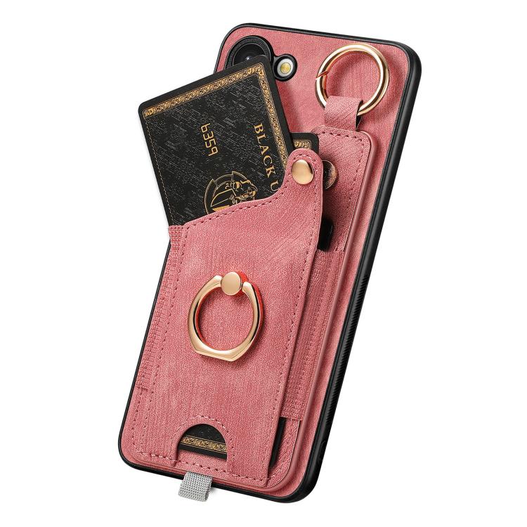 For Samsung Galaxy A37 5G Retro Skin-feel Ring Card Bag Phone Case with Hang Loop