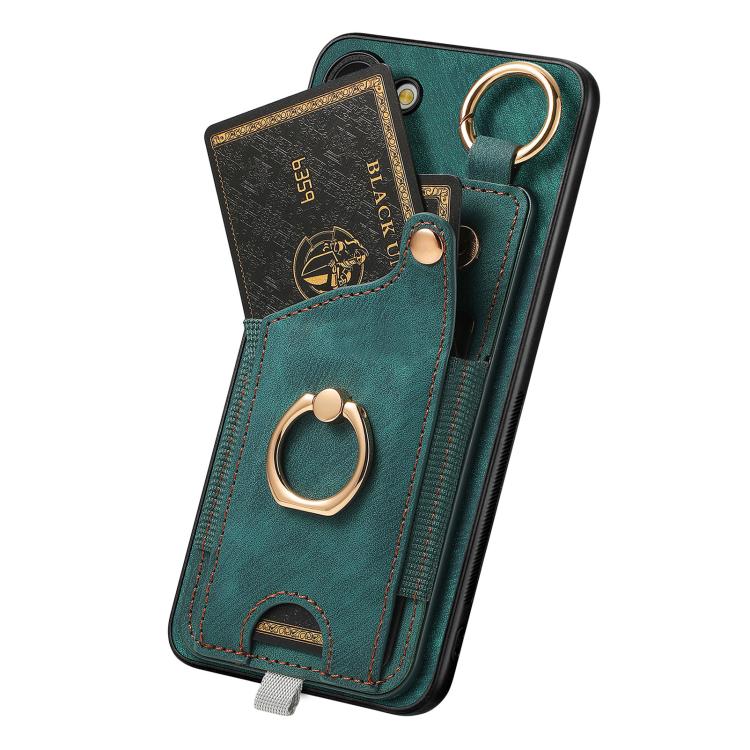 For Samsung Galaxy A37 5G Retro Skin-feel Ring Card Bag Phone Case with Hang Loop