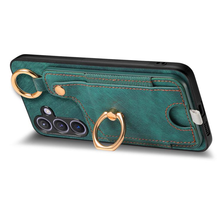 For Samsung Galaxy A37 5G Retro Skin-feel Ring Card Bag Phone Case with Hang Loop