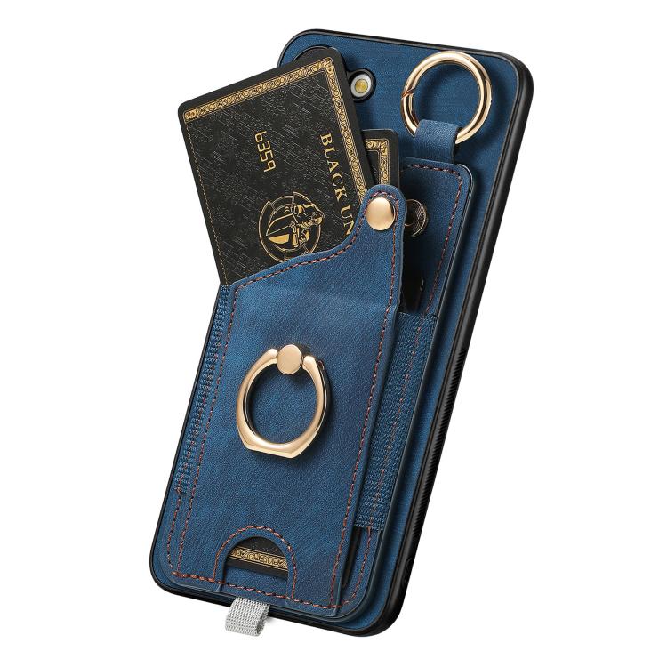 For Samsung Galaxy A37 5G Retro Skin-feel Ring Card Bag Phone Case with Hang Loop
