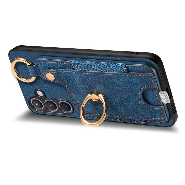 For Samsung Galaxy A37 5G Retro Skin-feel Ring Card Bag Phone Case with Hang Loop