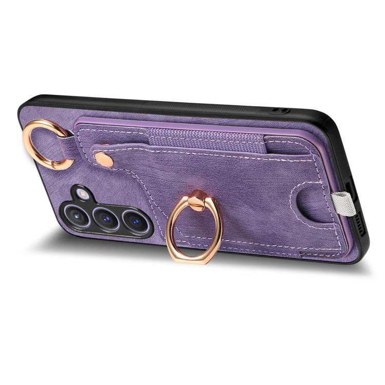 For Samsung Galaxy A57 5G Retro Skin-feel Ring Card Bag Phone Case with Hang Loop