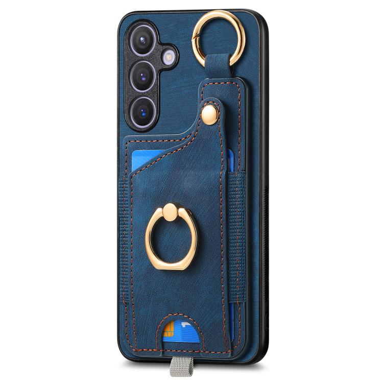For Samsung Galaxy A57 5G Retro Skin-feel Ring Card Bag Phone Case with Hang Loop