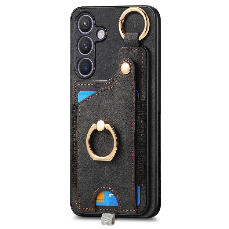 For Samsung Galaxy A57 5G Retro Skin-feel Ring Card Bag Phone Case with Hang Loop