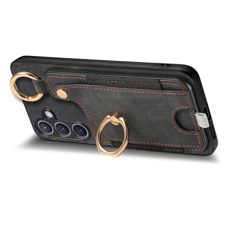 For Samsung Galaxy A57 5G Retro Skin-feel Ring Card Bag Phone Case with Hang Loop