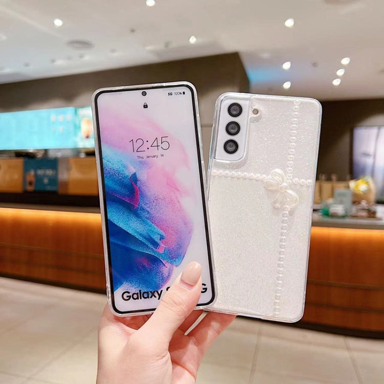 For Samsung Galaxy S24 FE 5G Pearl Bow Glitter Epoxy TPU Phone Case