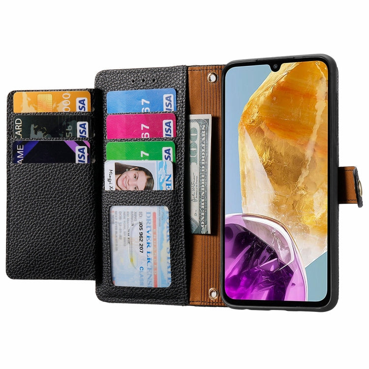 For Samsung Galaxy M15 Love Zipper Lanyard Leather Phone Case