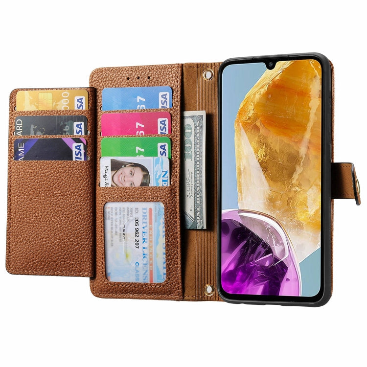 For Samsung Galaxy M15 Love Zipper Lanyard Leather Phone Case