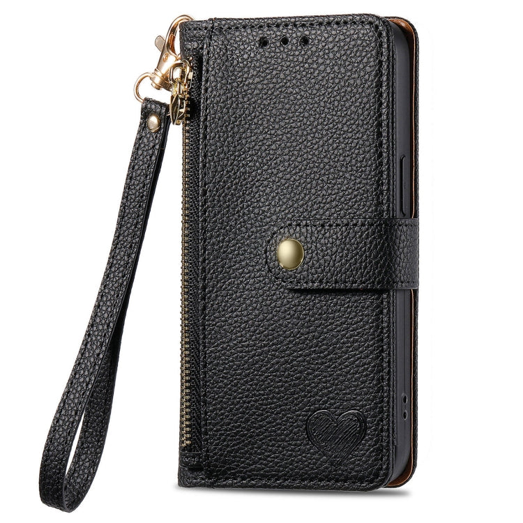 For Samsung Galaxy A24  Love Zipper Lanyard Leather Phone Case