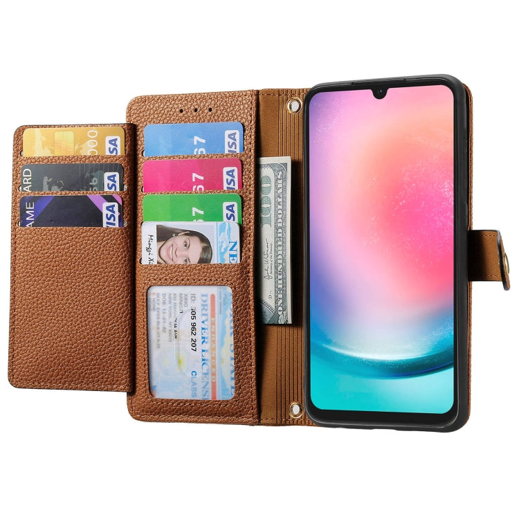 For Samsung Galaxy A24  Love Zipper Lanyard Leather Phone Case
