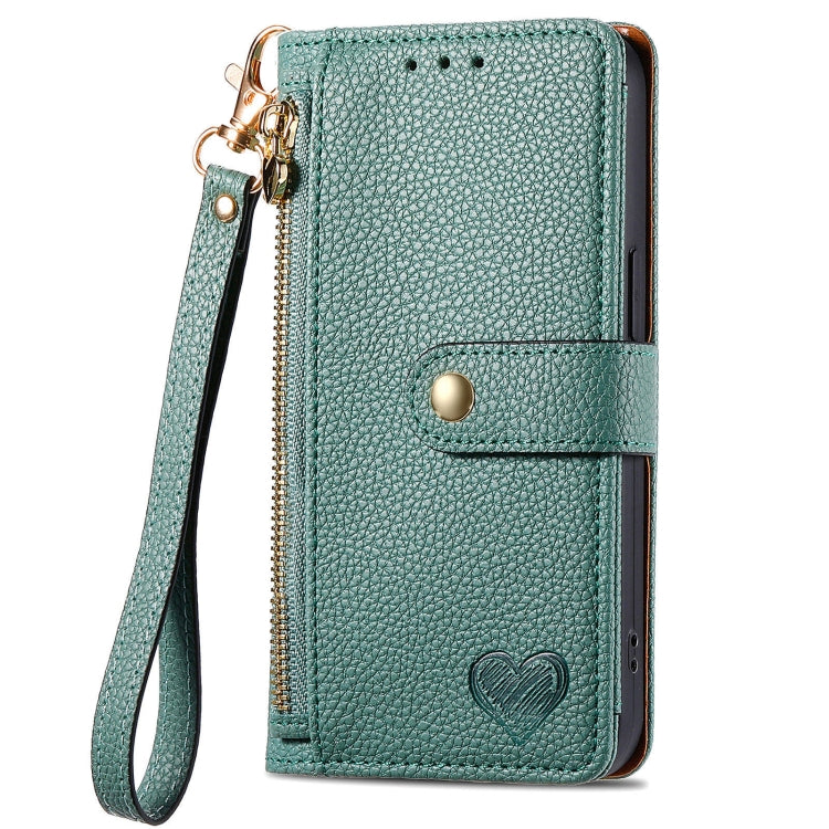 For Samsung Galaxy A24  Love Zipper Lanyard Leather Phone Case