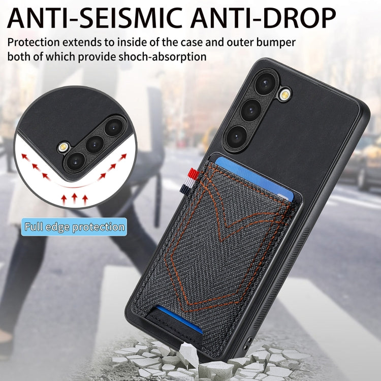 For Samsung Galaxy S25 5G Denim Texture Leather Skin Phone Case with Card Slot