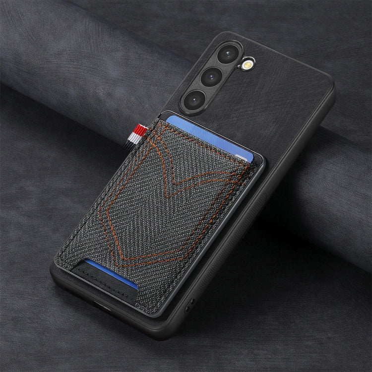For Samsung Galaxy S25 5G Denim Texture Leather Skin Phone Case with Card Slot