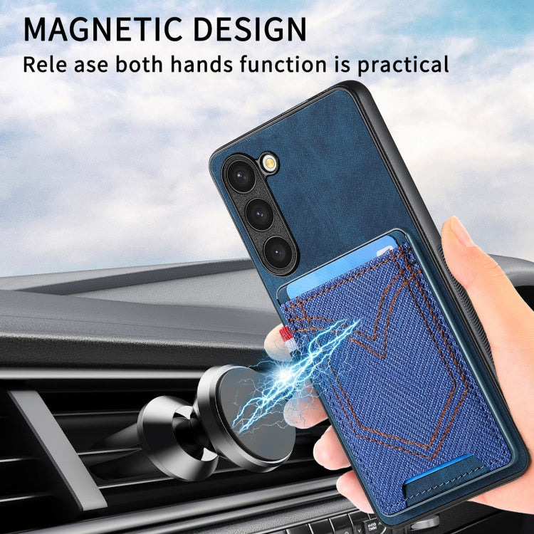 For Samsung Galaxy S25 5G Denim Texture Leather Skin Phone Case with Card Slot