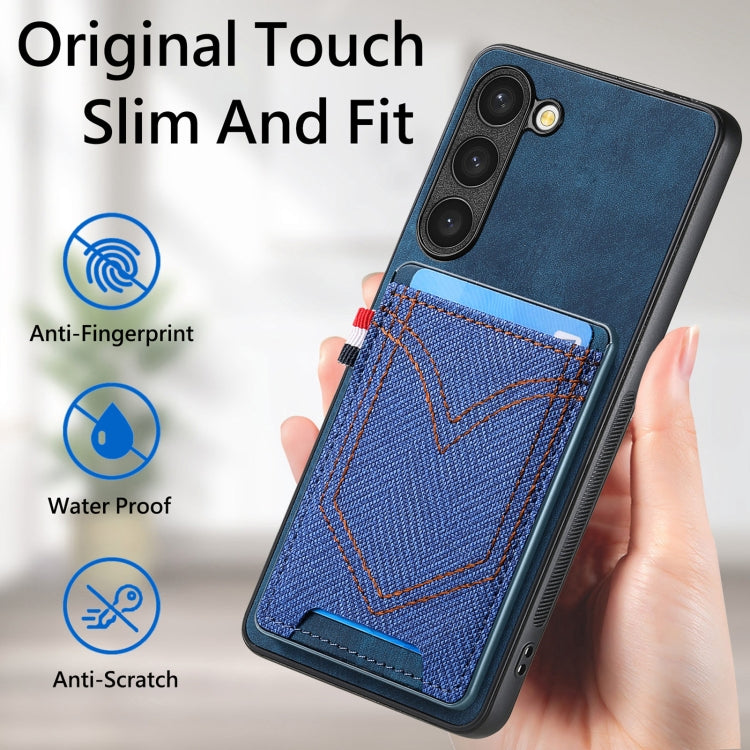 For Samsung Galaxy S25 5G Denim Texture Leather Skin Phone Case with Card Slot