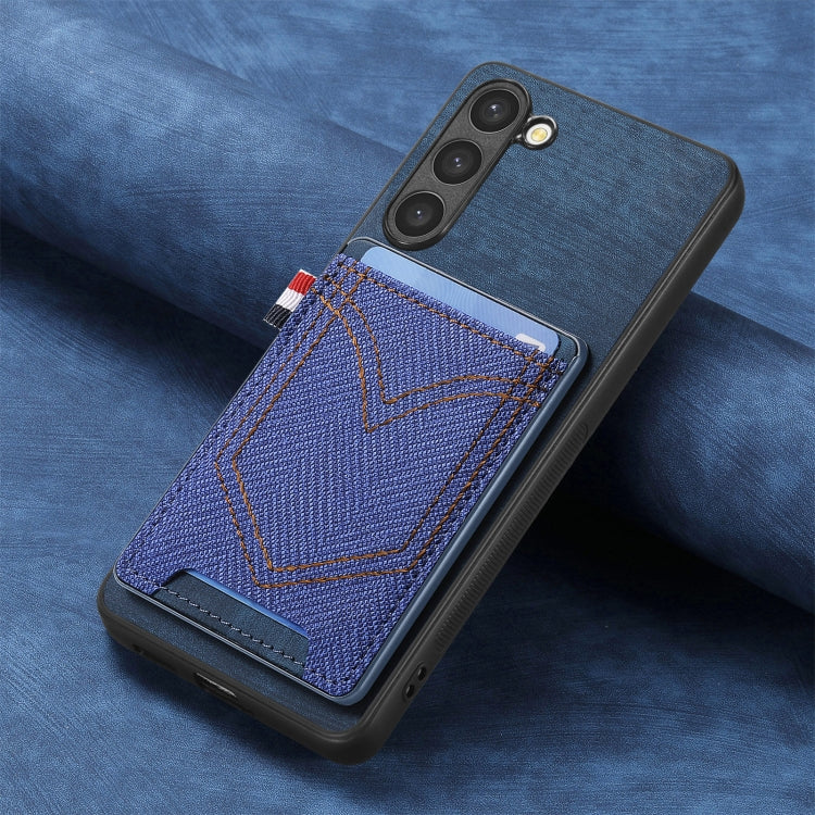 For Samsung Galaxy S25 5G Denim Texture Leather Skin Phone Case with Card Slot