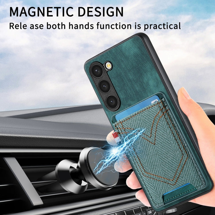 For Samsung Galaxy S25 5G Denim Texture Leather Skin Phone Case with Card Slot
