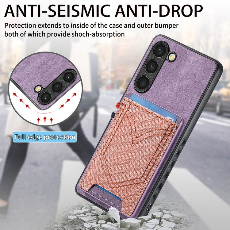 For Samsung Galaxy S25 5G Denim Texture Leather Skin Phone Case with Card Slot