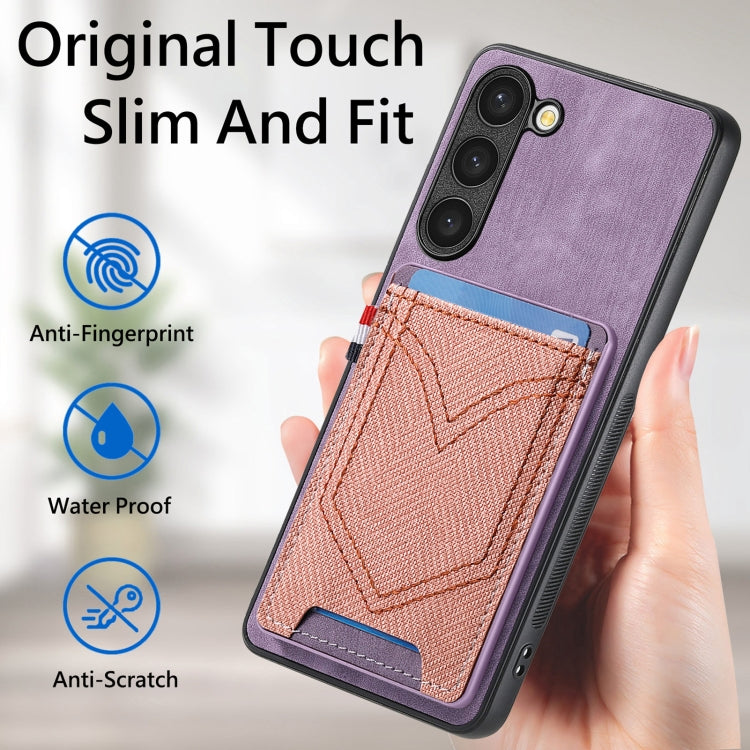 For Samsung Galaxy S25 5G Denim Texture Leather Skin Phone Case with Card Slot