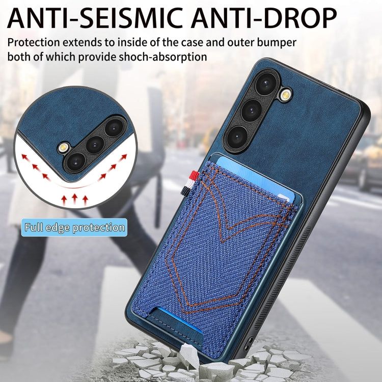 For Samsung Galaxy S25 Ultra 5G Denim Texture Leather Skin Phone Case with Card Slot