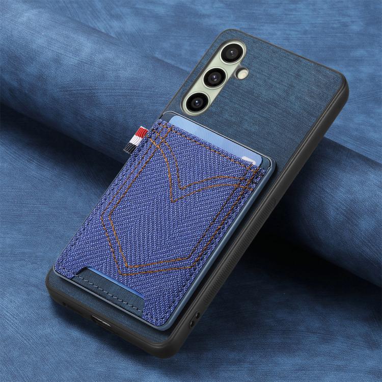 For Samsung Galaxy A56 5G Denim Texture Leather Skin Phone Case with Card Slot