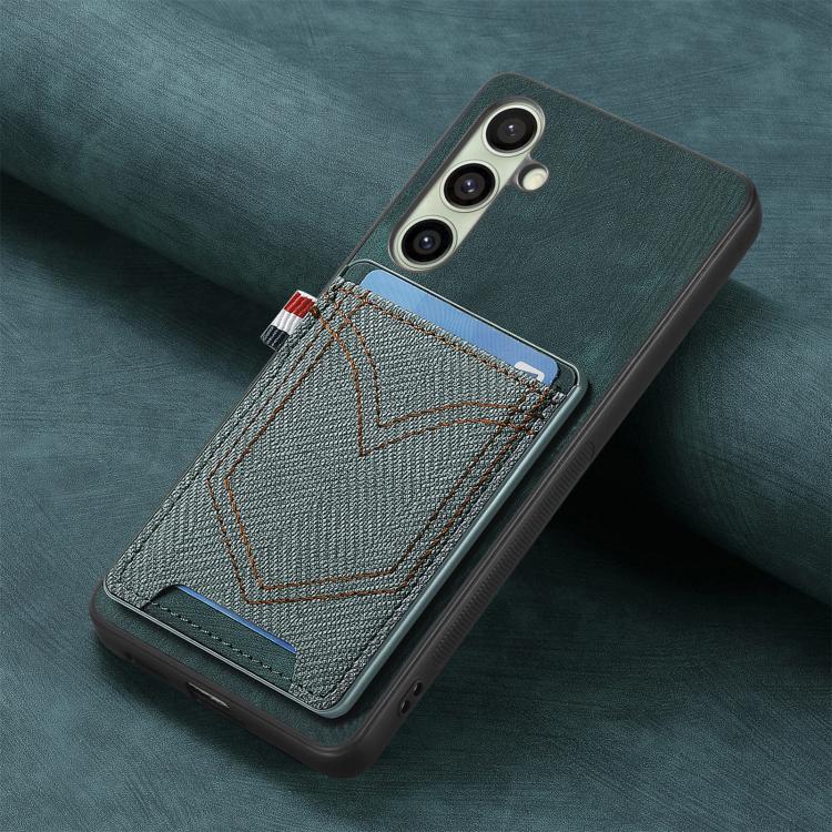 For Samsung Galaxy A56 5G Denim Texture Leather Skin Phone Case with Card Slot