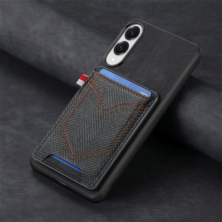 For Samsung Galaxy S25 Edge 5G Denim Texture Leather Skin Phone Case with Card Slot