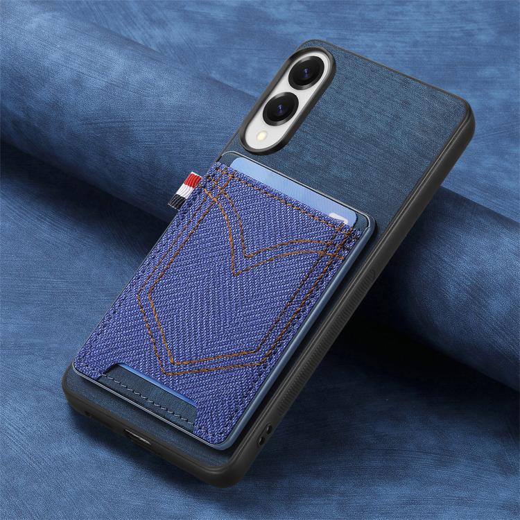 For Samsung Galaxy S25 Edge 5G Denim Texture Leather Skin Phone Case with Card Slot