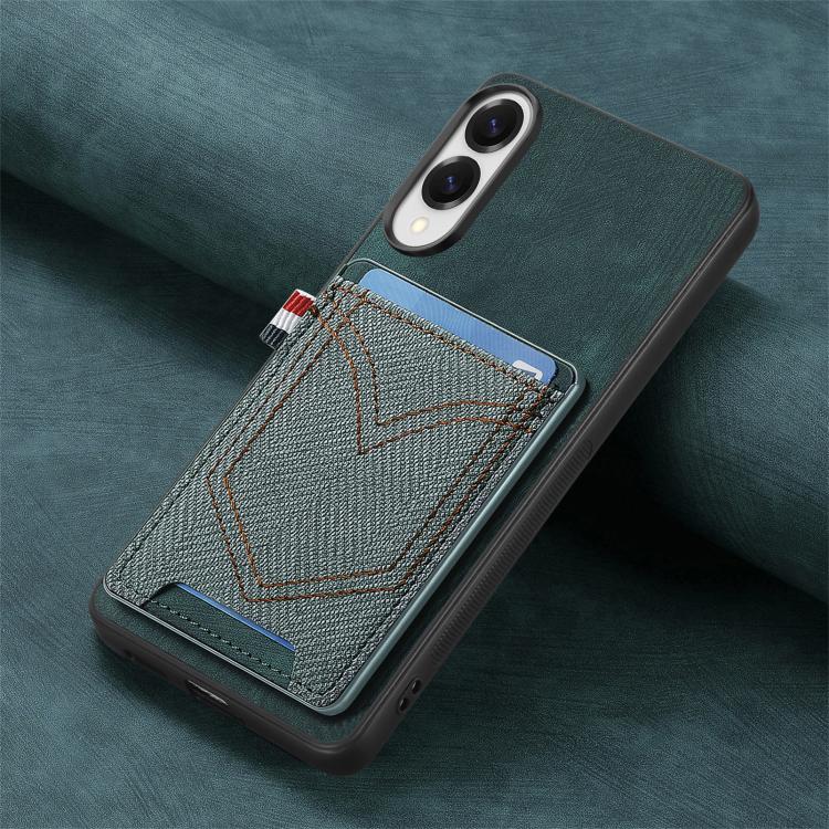 For Samsung Galaxy S25 Edge 5G Denim Texture Leather Skin Phone Case with Card Slot