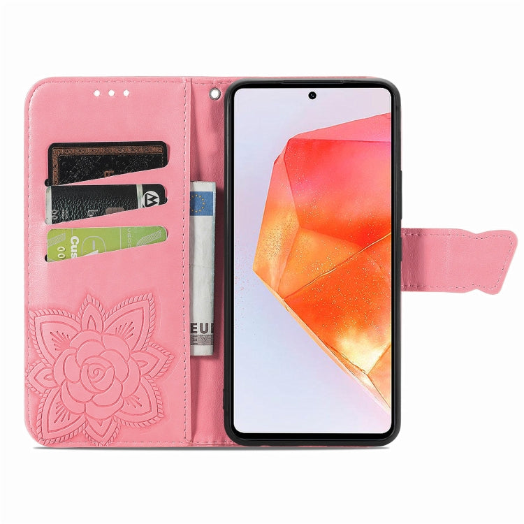 For Samsung Galaxy C55 Butterfly Love Flower Embossed Leather Phone Case