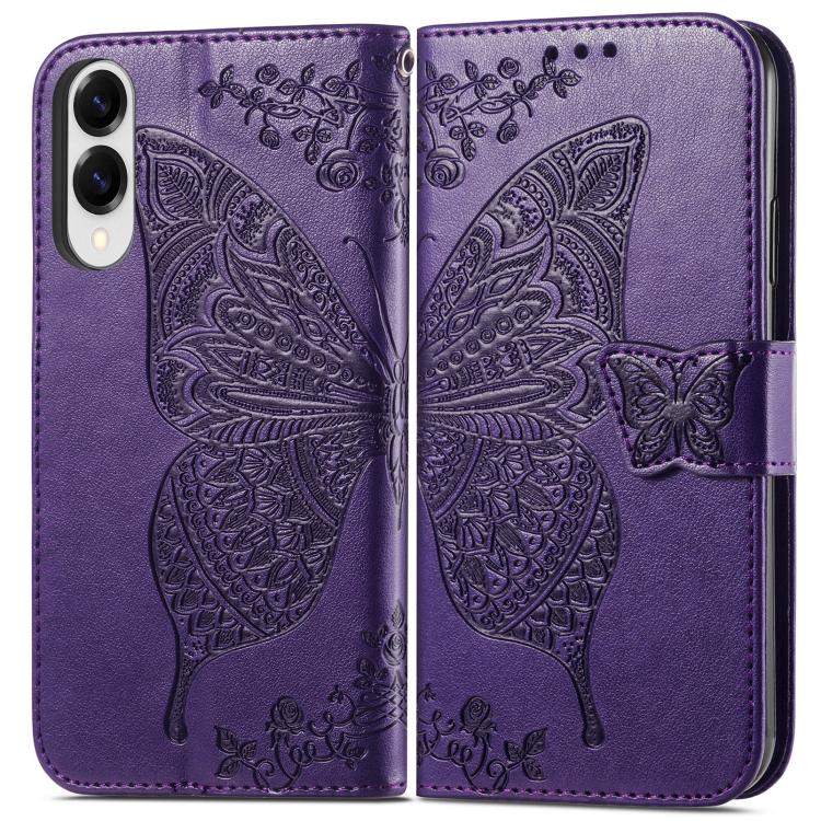 For Samsung Galaxy S25 Edge 5G Butterfly Love Flower Embossed Leather Phone Case