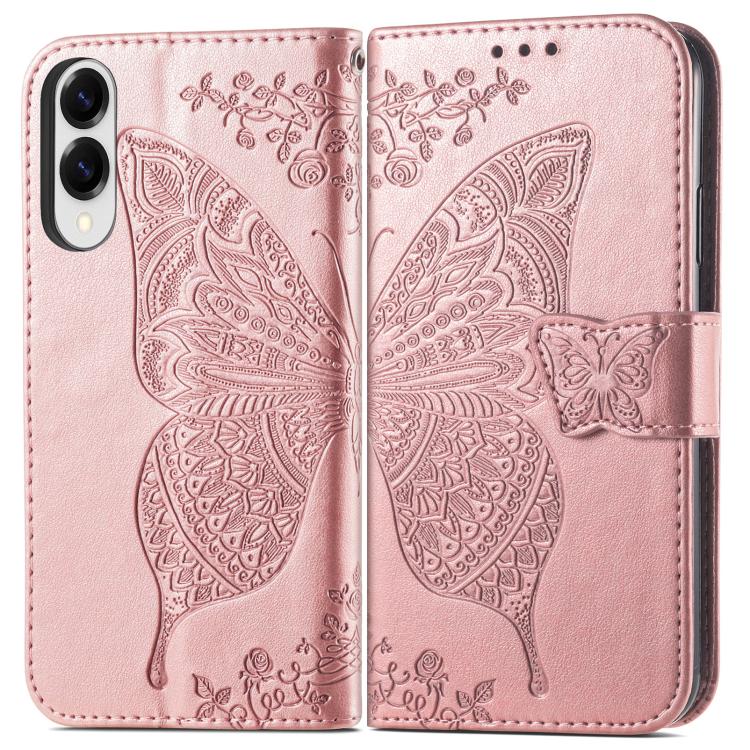 For Samsung Galaxy S25 Edge 5G Butterfly Love Flower Embossed Leather Phone Case