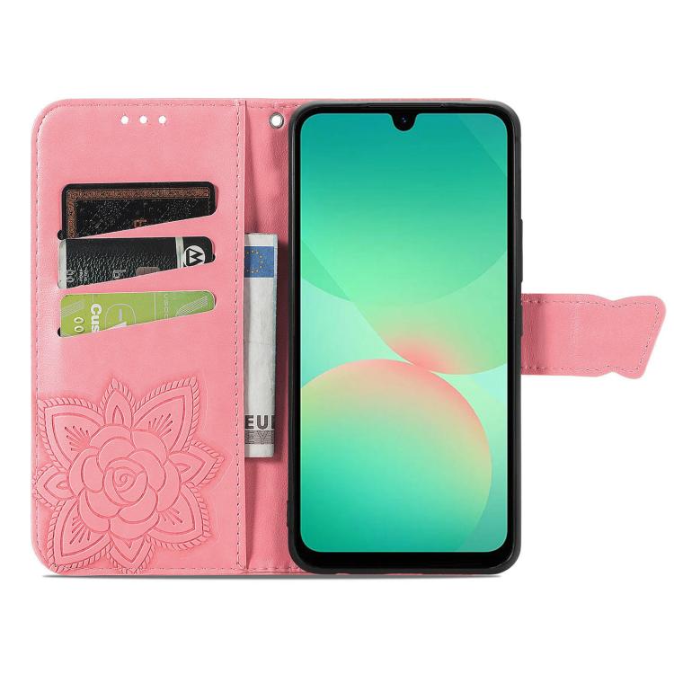 For Samsung Galaxy A26 Butterfly Love Flower Embossed Leather Phone Case