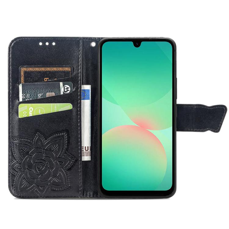 For Samsung Galaxy A26 Butterfly Love Flower Embossed Leather Phone Case