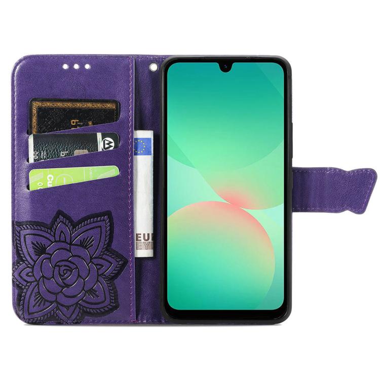 For Samsung Galaxy A26 Butterfly Love Flower Embossed Leather Phone Case